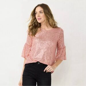 Lauren Conrad Pink Sequin Women's Top